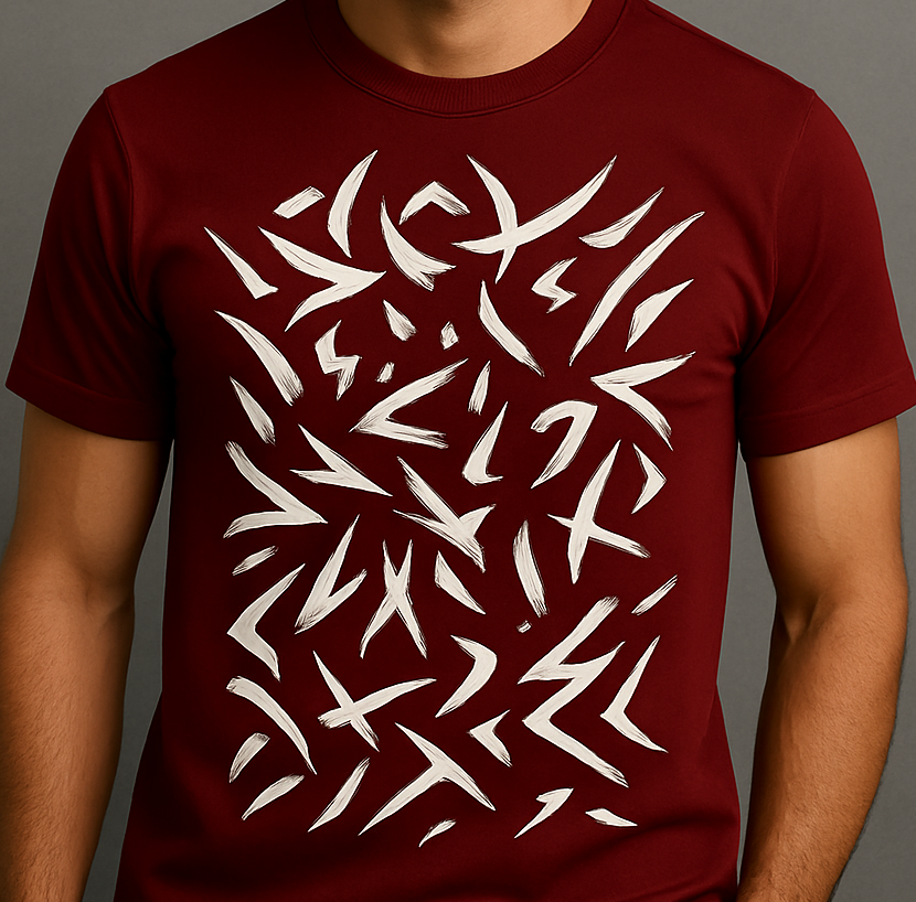 MNFOR Premium Maroon Graphic T-Shirt – White Brushstroke Abstract Print