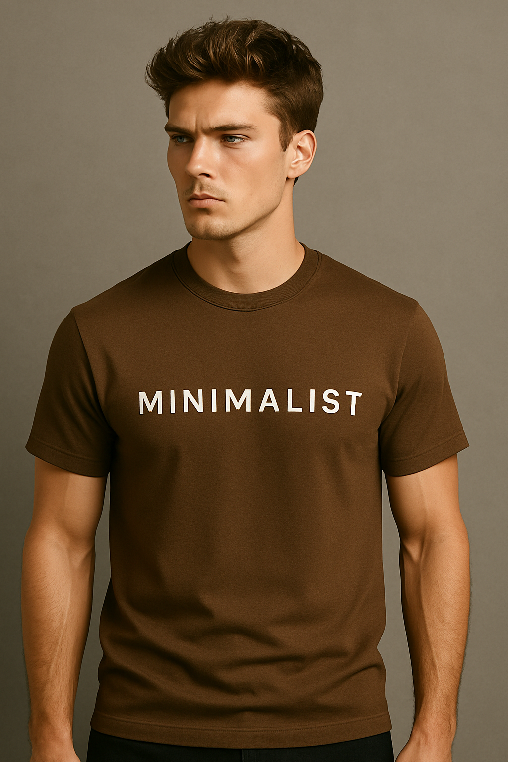 Minimalist Typography Brown T-Shirt – MNFOR