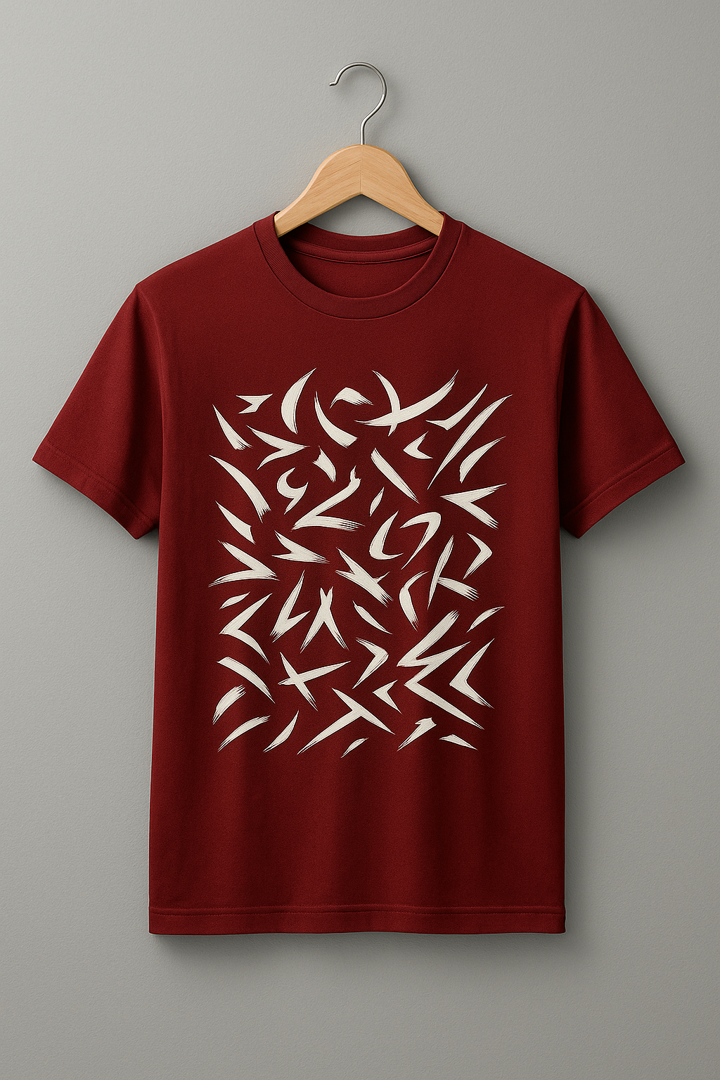 MNFOR Premium Maroon Graphic T-Shirt – White Brushstroke Abstract Print